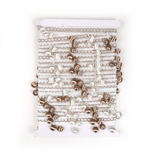 Бахрома для штор арт.6152-0332 шир.40мм цв.белый+беж уп.10м Бахрома для штор арт.6152-0332 шир.40мм цв.белый+беж уп.10м