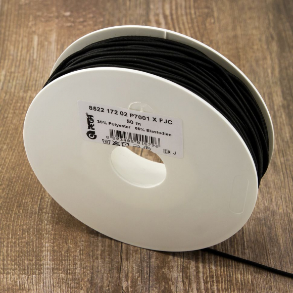 Резинка шляпная PEGA, цвет черный, 2 мм