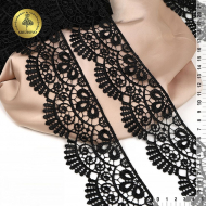 Кружево гипюр KRUZHEVO арт.TR.0740 шир.60мм цв.03 черный уп.9м