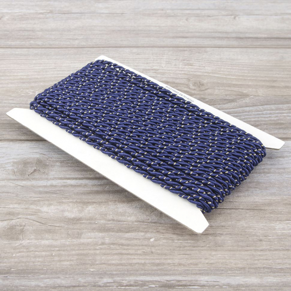 Шнур витой PEGA, тёмно-синий, 5 мм