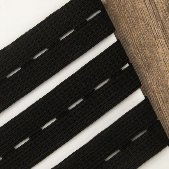 51663_Резинка перфорированная, 25 мм, цвет черный