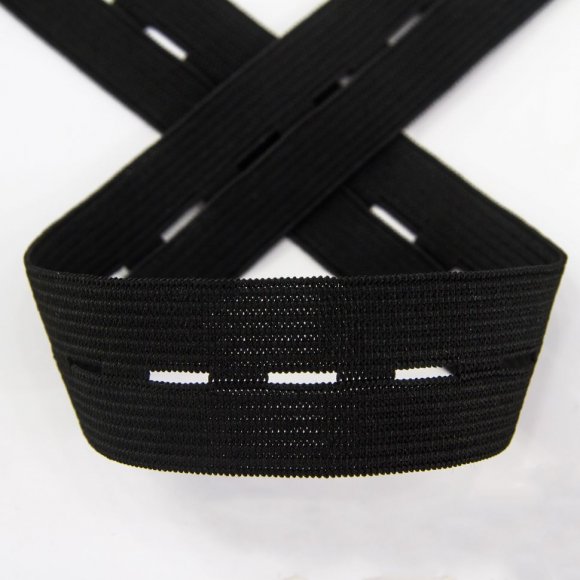 51663_Резинка перфорированная, 25 мм, цвет черный