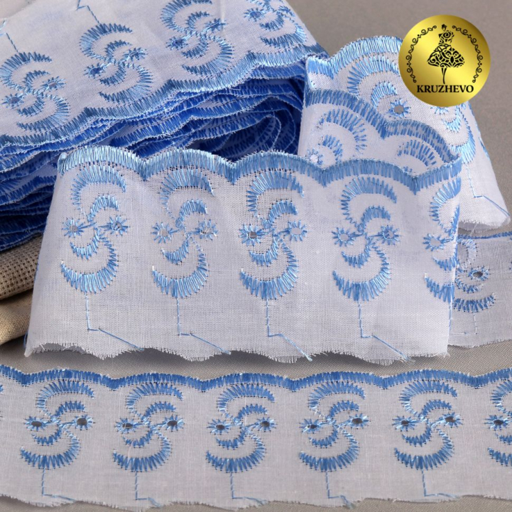 Кружево шитье арт.ТСВ-20S3 (2195) шир.5см цв.101/182 голубой 100% п/э, уп.13,71м