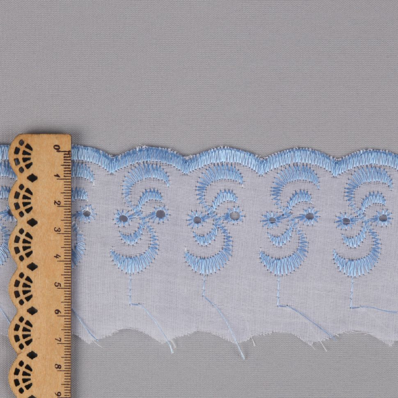 Кружево шитье арт.ТСВ-20S3 (2195) шир.5см цв.101/182 голубой 100% п/э, уп.13,71м