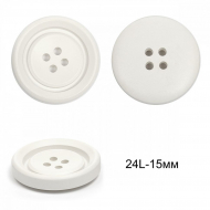 Пуговицы пластиковые TBY 8960A цв.1 белый 24L-15мм, 4 прокола,72шт