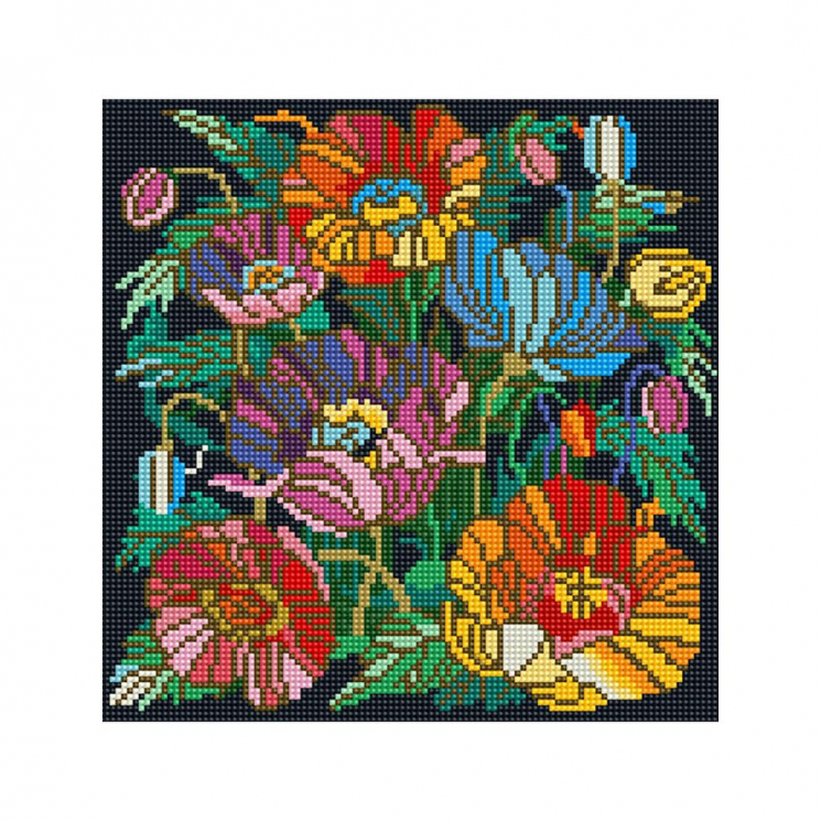 Картина мозаикой Molly арт.KM1052 Цветочная фантазия (28 цветов) 30х30 см