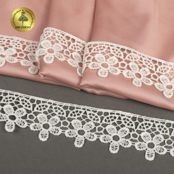 Кружево гипюр KRUZHEVO арт.TBY.0107 шир.32мм цв.01 белый уп.13,7м