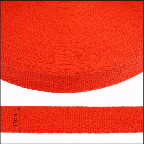 Тесьма киперная 17 мм хлопок 1,8г/см арт.12.2С-256К.17.010 цв.красный уп.50м Тесьма киперная 17 мм хлопок 1,8г/см арт.12.2С-256К.17.010 цв.красный уп.50м