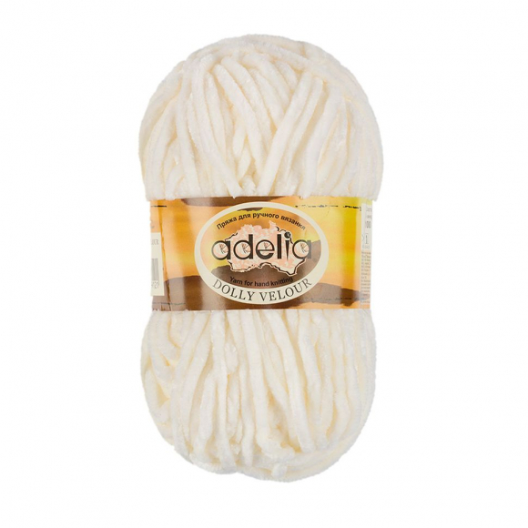 Пряжа ADELIA DOLLY VELOUR (100% микрополиэстер) 5х100г/93м цв.02 молочный