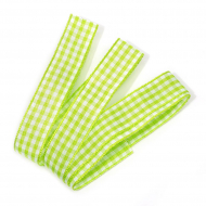 Лента тканевая с рисунком Клетка арт.TBY.LDTK2310 шир.15мм цв.салатовый/белый