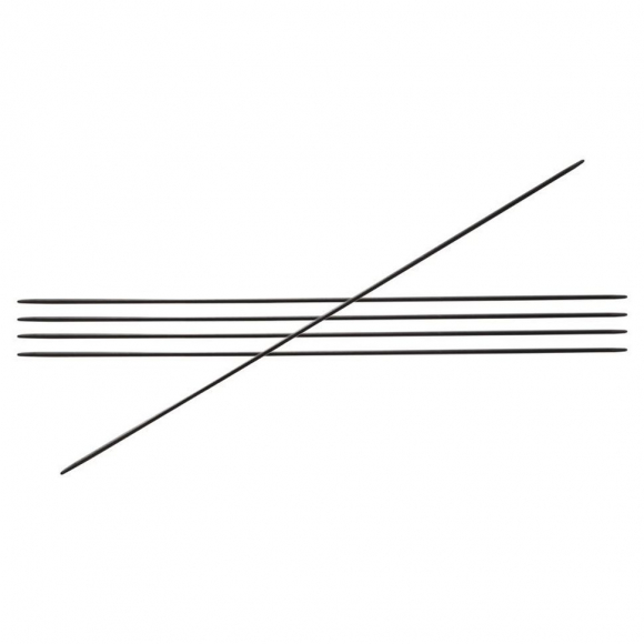 41121 Knit Pro Спицы чулочные для вязания Karbonz 1,25мм/ 20см, карбон, черный, 5шт