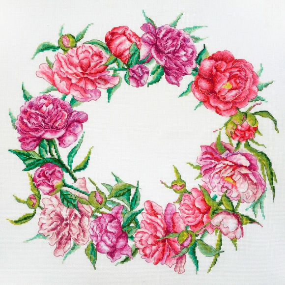 Набор для вышивания МАРЬЯ ИСКУСНИЦА арт.06.002.69 Цветение пионов 40х40 см