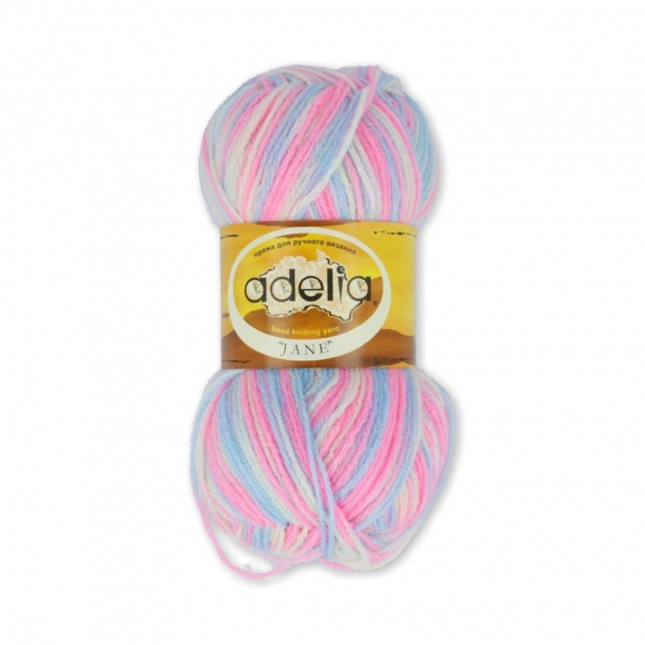 Пряжа ADELIA JANE (100% акрил) 10х50г/227м цв.03 бл.желтый-яр.розовый-голубой