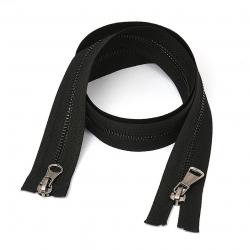 Молния MaxZipper мет. №5 черный никель шлиф.звено, 2 замка, 80 см цв.F322 черный уп.10шт