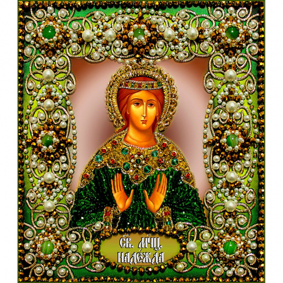 Набор для вышивания хрустальными бусинами ОБРАЗА В КАМЕНЬЯХ арт. 77-И-18 Святая Надежда 14,5х16,5 см