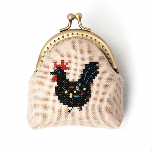 Набор для вышивания крестом XIU CRAFTS арт.2860402 Кошелек Чёрный петух 9х8 см