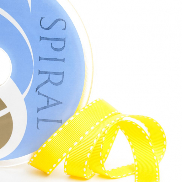 Лента репсовая SAFISA с "прострочкой", 15 мм, 25 м, цвет 32, желтый