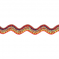 92450_Тесьма PEGA тип вьюнчик, красный с орнаментом, 11,5 мм
