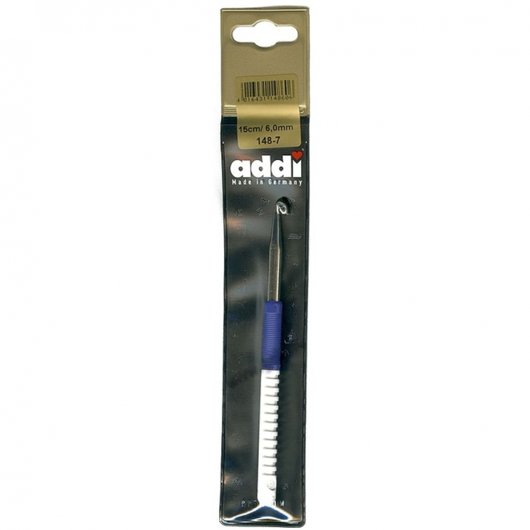 Крючок вязальный с пластиковой ручкой addiColour №6 15 см