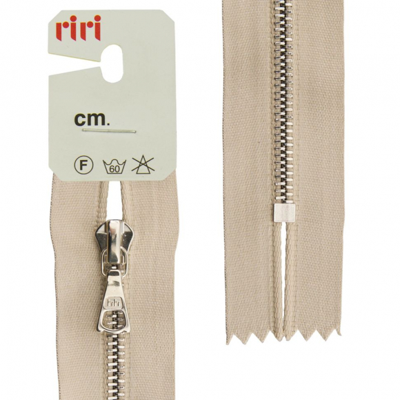 29468_Молния металл, Ni, неразъёмная, на атласной тесьме, 4 мм, 16 см, цвет 2230, бежевый