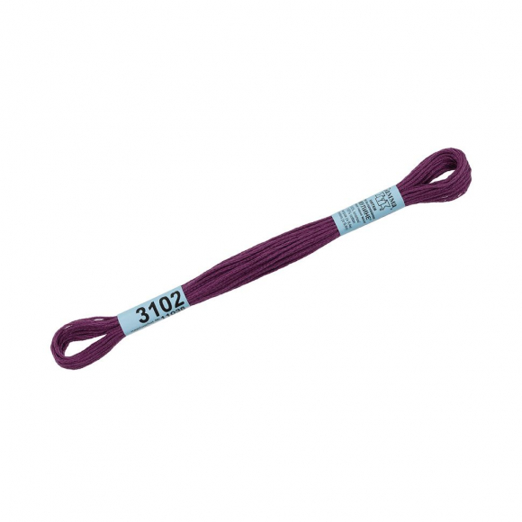 Нитки для вышивания Gamma мулине (3071-3172) 100% хлопок 24 x 8 м цв.3102 гр.фиолетовый