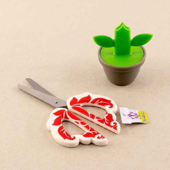 132620_Ножницы "Цветочный горшок", 15 см, цвет белый 132620_Ножницы "Цветочный горшок", 15 см, цвет белый