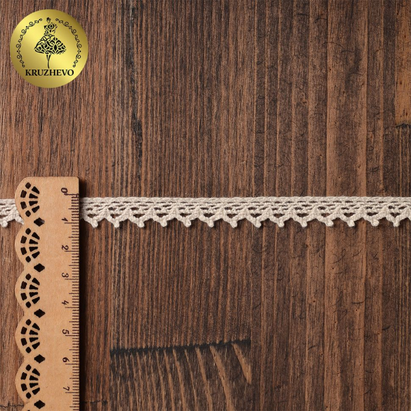 Тесьма вязаная KRUZHEVO 10мм TBY-5036 цв.01 натуральный уп.50м