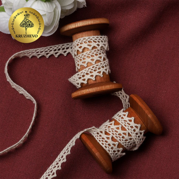 Тесьма вязаная KRUZHEVO 10мм TBY-5036 цв.01 натуральный уп.50м