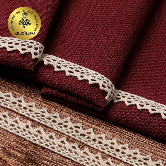 Тесьма вязаная KRUZHEVO 10мм TBY-5036 цв.01 натуральный уп.50м