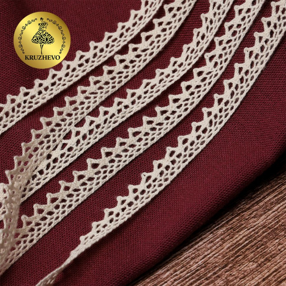 Тесьма вязаная KRUZHEVO 10мм TBY-5036 цв.01 натуральный уп.50м