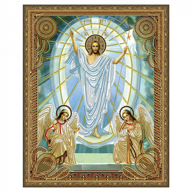 Картина 5D мозаика с нанесенной рамкой Molly арт.KM0717 Воскресение Христово (9 цветов) 40х50 см