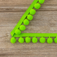 75673_Тесьма с помпонами, диаметр 20 мм, цвет ярко-зеленый