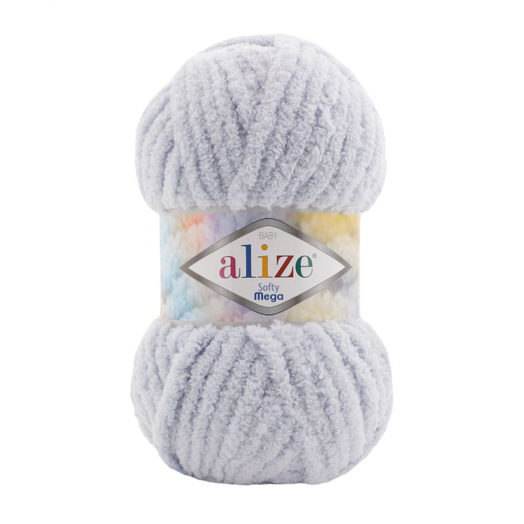 Пряжа для вязания Ализе Softy Mega (100% микрополиэстер) 5х100г/70м цв.416 серый