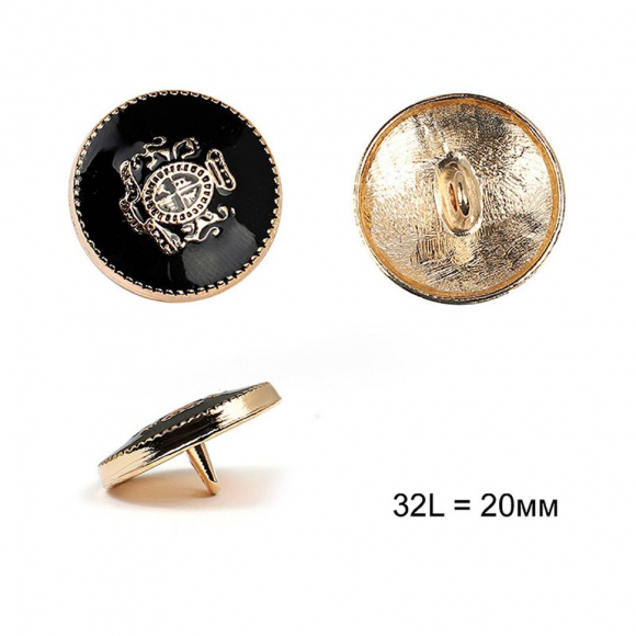 Пуговицы металлические С-ME337 цв.золото/черный 32L-20мм, на ножке, 12шт