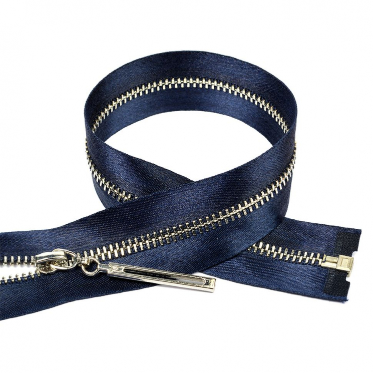 Молния MaxZipper мет. №3 никель атласная тесьма, 70 см цв.F330 синий уп.10шт