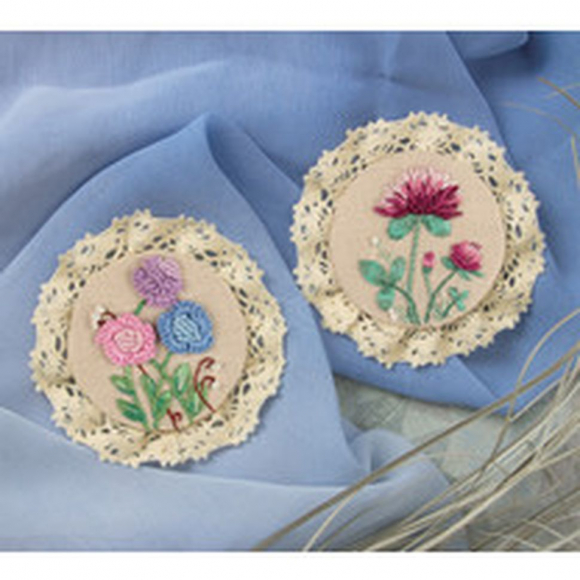 Набор для вышивания PANNA Живая картина арт. JK-2212 Винтажные броши. Клевер и Душистый горошек 7х7 см