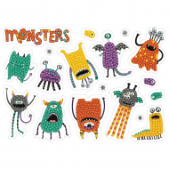 Кристальная мозаика ФРЕЯ арт.ALVN-116 Монстрики (наклейки) 19,5х14 см