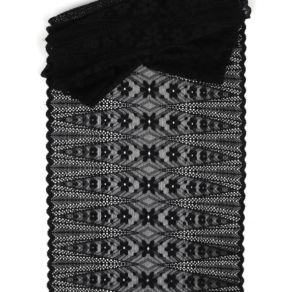 Кружево-стрейч KRUZHEVO арт.TBY.1909 шир.220мм цв.02 черный уп.2,7м