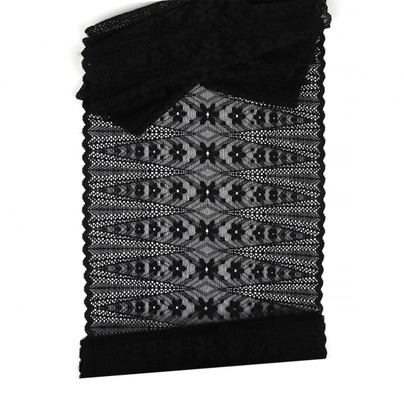 Кружево-стрейч KRUZHEVO арт.TBY.1909 шир.220мм цв.02 черный уп.2,7м
