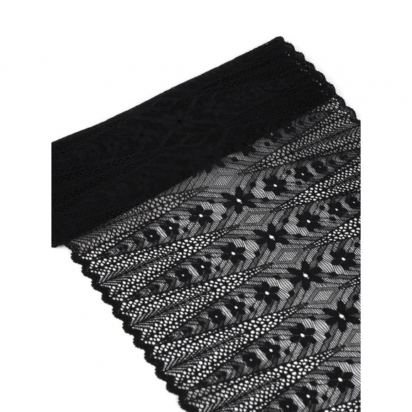 Кружево-стрейч KRUZHEVO арт.TBY.1909 шир.220мм цв.02 черный уп.2,7м