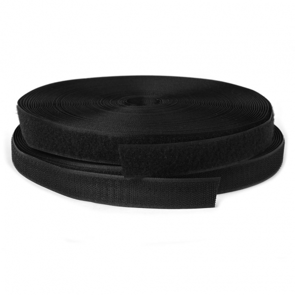 Лента липучка TBY пришивная кач.С шир.25мм цв.F322 (310) черный уп.25м (пара)