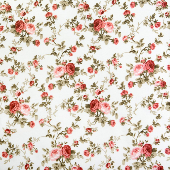 Ткань ранфорс Розарий, арт.WH 7701-v3, 130г/м?,100% хлопок, шир.240см, цв.коралл,  уп.10м
