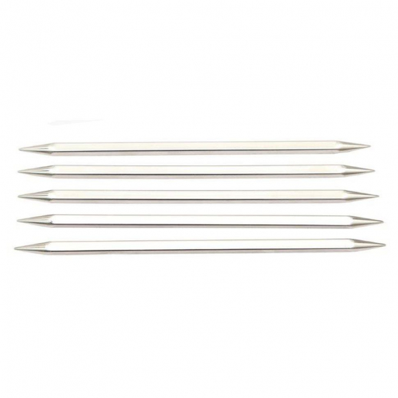 12136 Knit Pro Спицы чулочные для вязания Nova cubics 8мм/20см, никелированная латунь, серебристый, 5шт