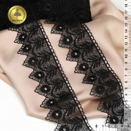 Кружево гипюр KRUZHEVO арт.TR.0734 шир.55мм цв.03 черный уп.9м