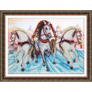 Набор для вышивания бисером ПАУТИНКА арт.Б-1476 Мчится тройка 38х28 см