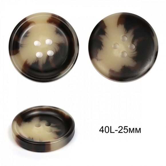 Пуговицы пластиковые TBY 2114 цв.3 коричневый 40L-25мм, 4 прокола,36шт