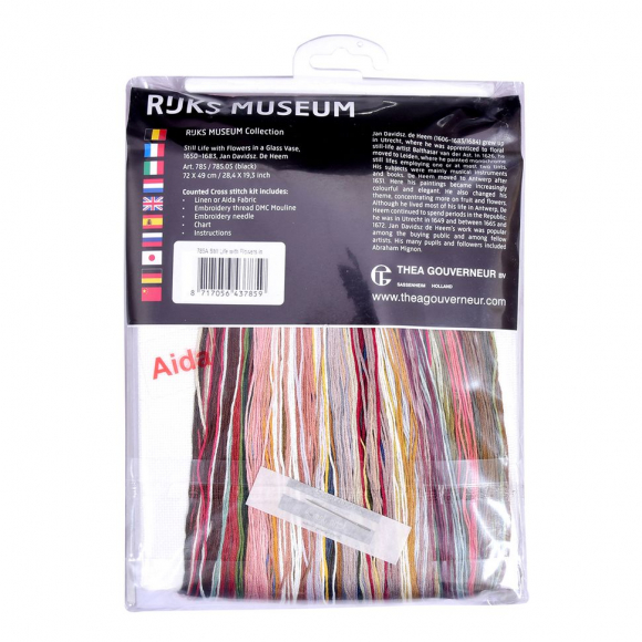 Набор для вышивания "Цветы в стеклянной вазе", канва лён 36 ct