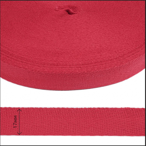 Тесьма киперная 17 мм хлопок 1,8г/см арт.12.2С-256К.17.021 цв.малиновый уп.50м