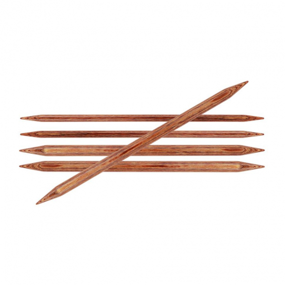 31025 Knit Pro Спицы чулочные для вязания Ginger 3,5мм/20см дерево, коричневый, 5шт
