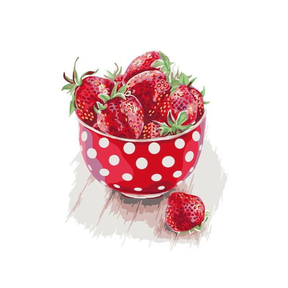 Картины по номерам с холстом на подрамнике ФРЕЯ арт.PNB.PS-040 Клубника в чашке 30х20 см